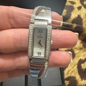 Bulova Silver Women's Watch with Crystal Detailing